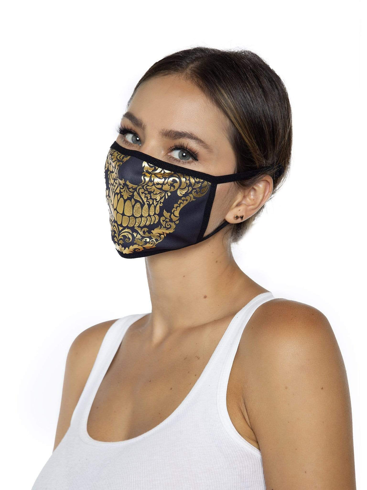 Gold Foil Skull Face Mask