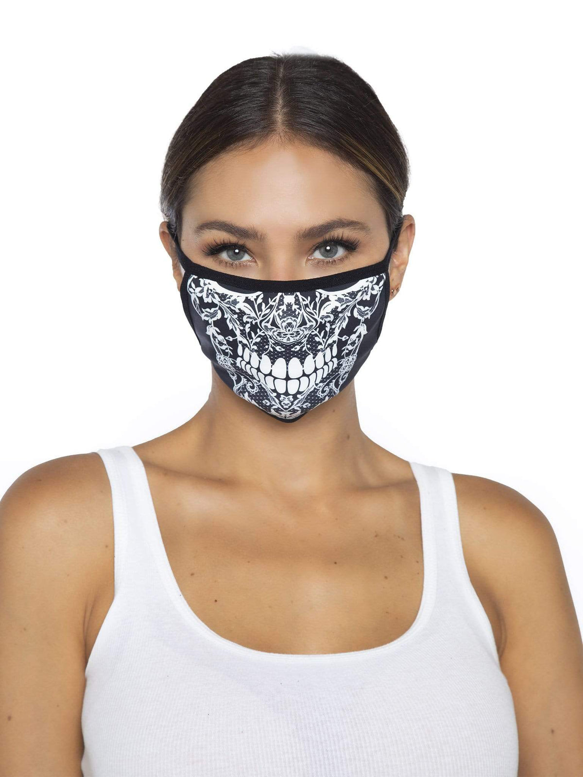 Lace Skull Print Face Mask