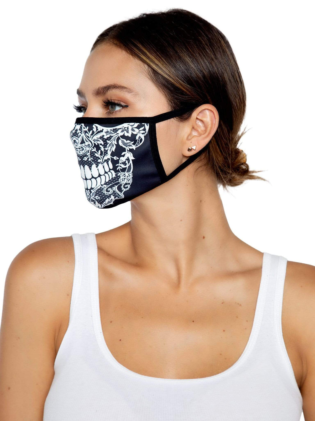 Lace Skull Print Face Mask