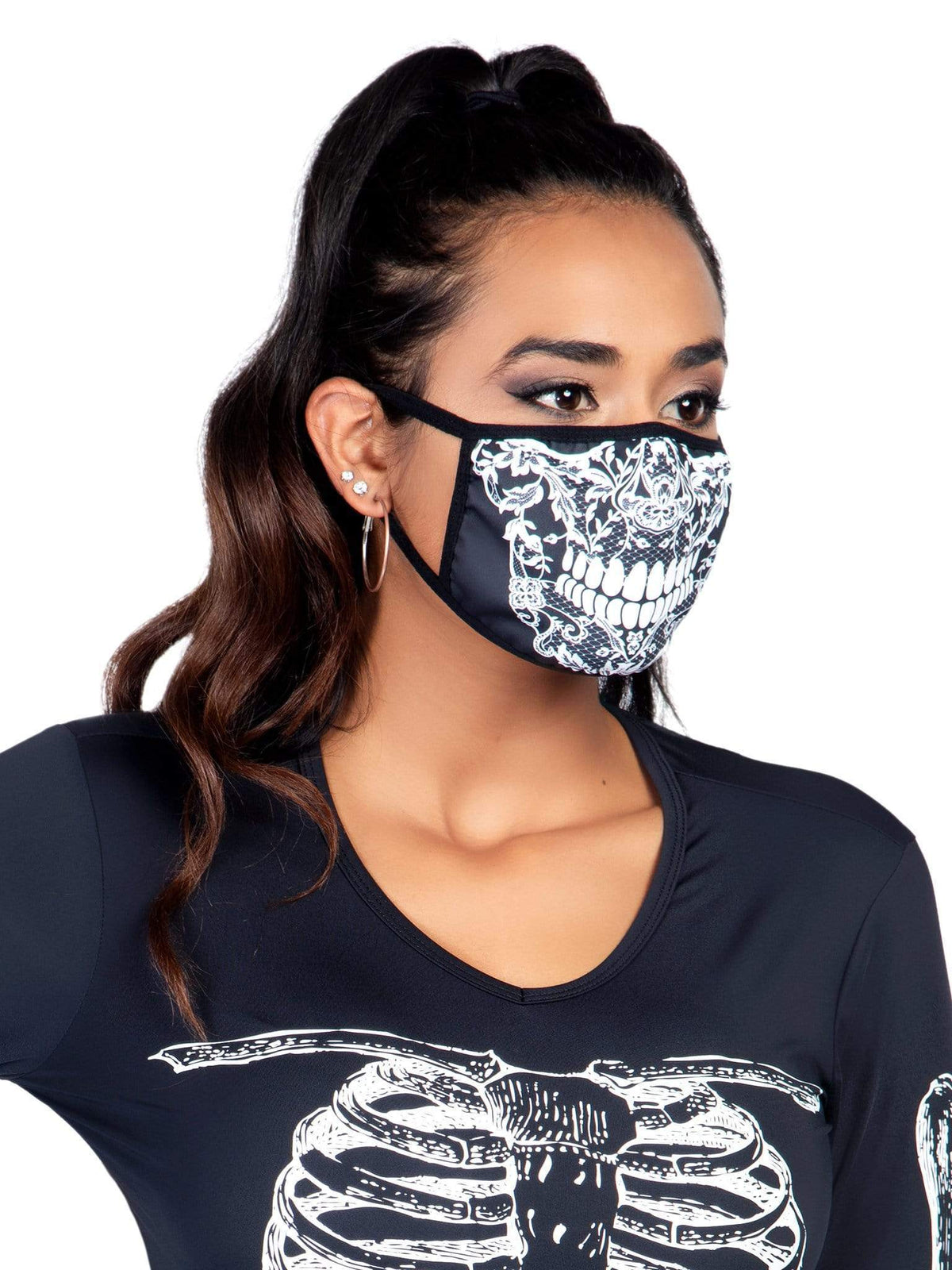 Lace Skull Print Face Mask