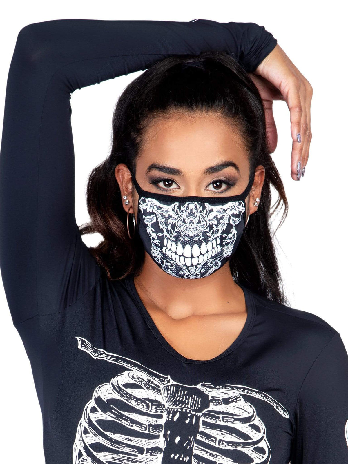 Lace Skull Print Face Mask