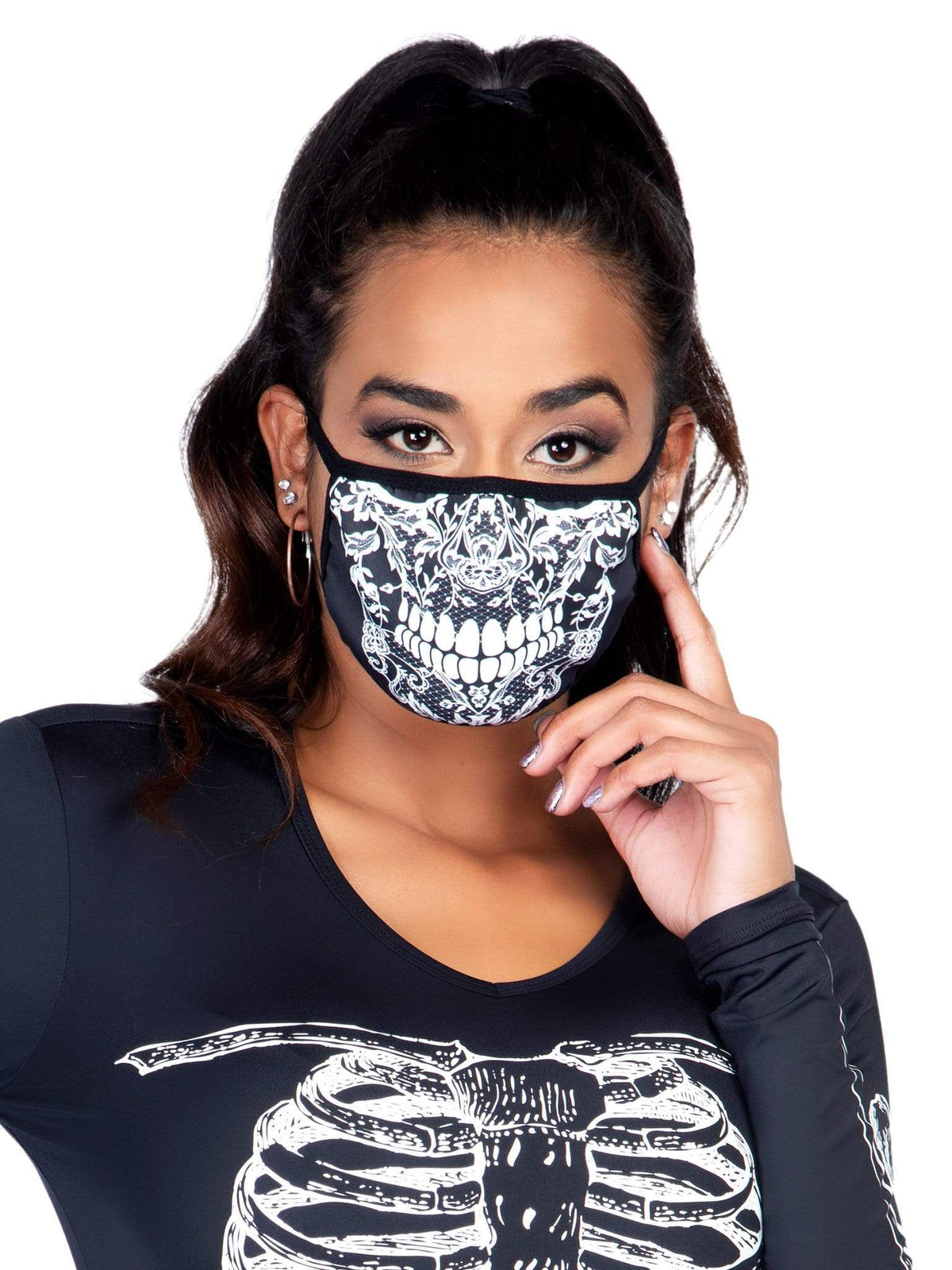 Lace Skull Print Face Mask