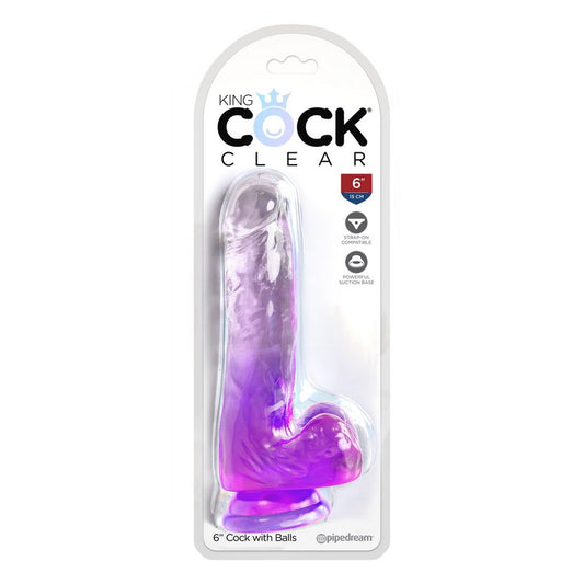 King Cock 6â€ with Balls Purple
