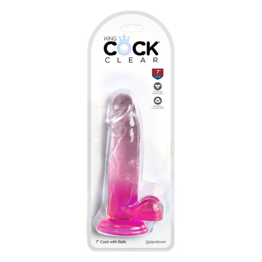 King Cock 7â€ with Balls Pink