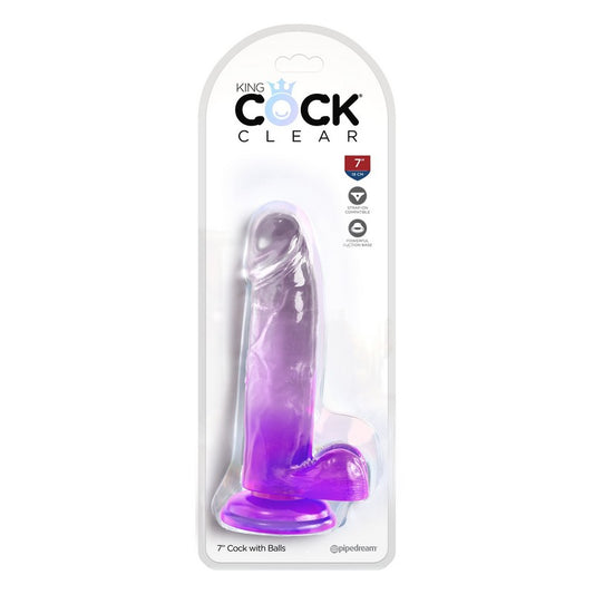 King Cock 7â€ with Balls Purple