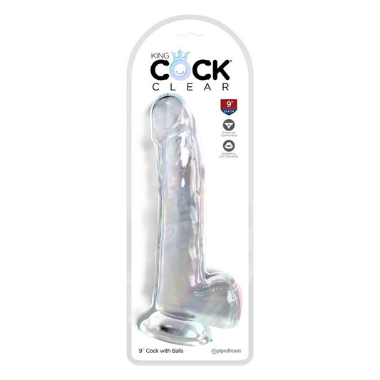 King Cock 9â€ with Balls Clear