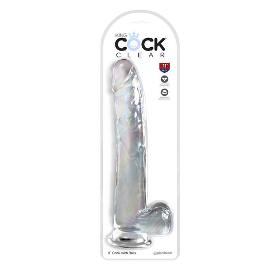 King Cock 11â€ with Balls Clear