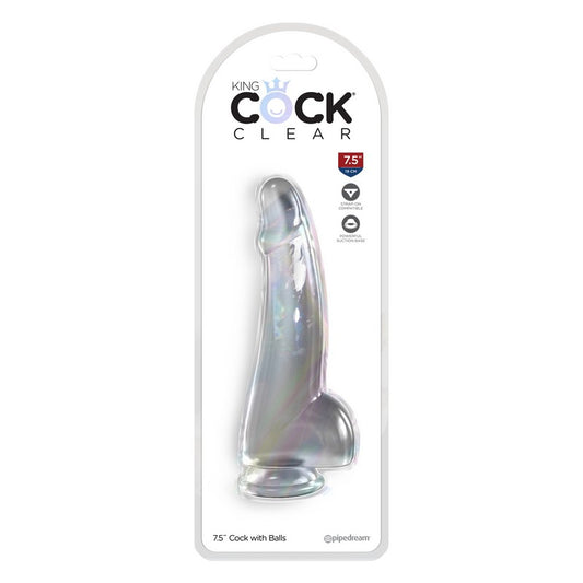 King Cock 7.5â€ with Balls Clear