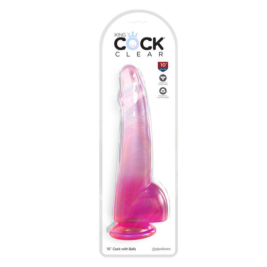 King Cock 10â€ with Balls Pink