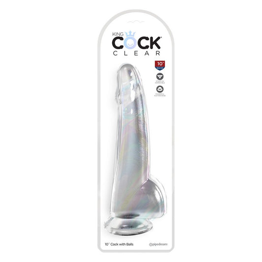 King Cock 10â€ with Balls Clear