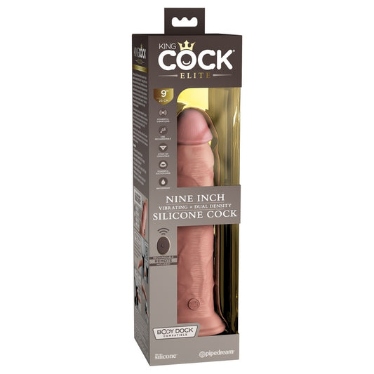 King Cock Elite 9â€ Vibrating Silicone Cock Light
