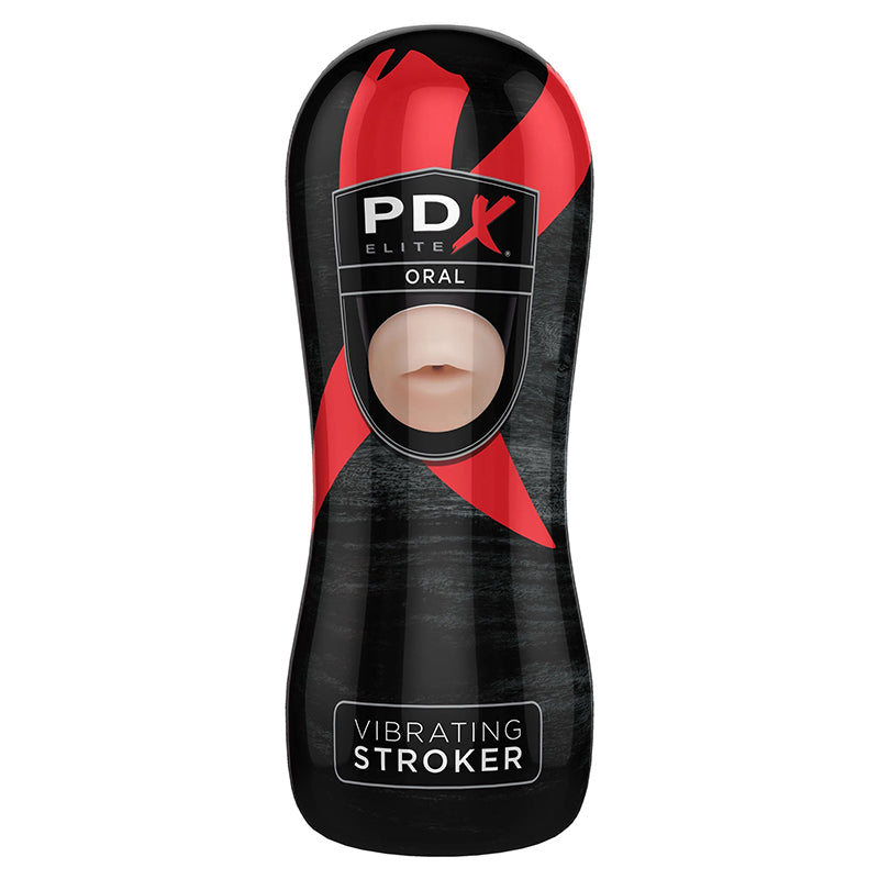 PDX Elite Vibrating Oral Stroker Light/Black