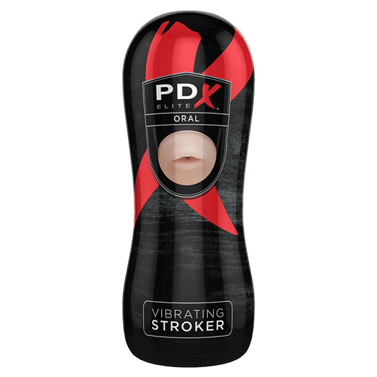 PDX Elite Vibrating Oral Stroker Light/Black