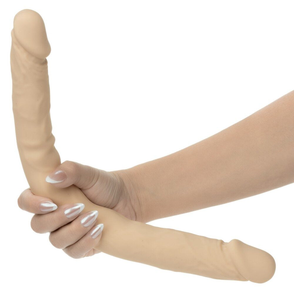 16" Silicone Stud Bend/Hold Double Dual Dong - Ivory