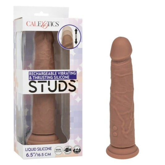 Silicone Studs Vibrating & Thrusting Brown