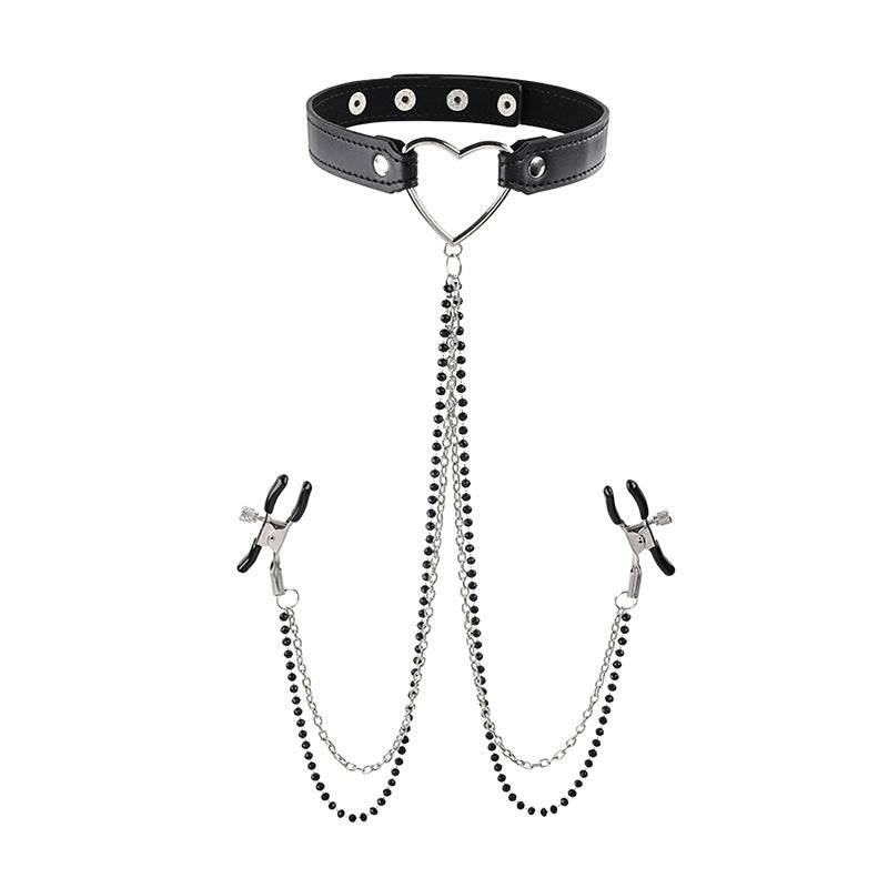 S&M Amor Collar with Nipple Jewelry
