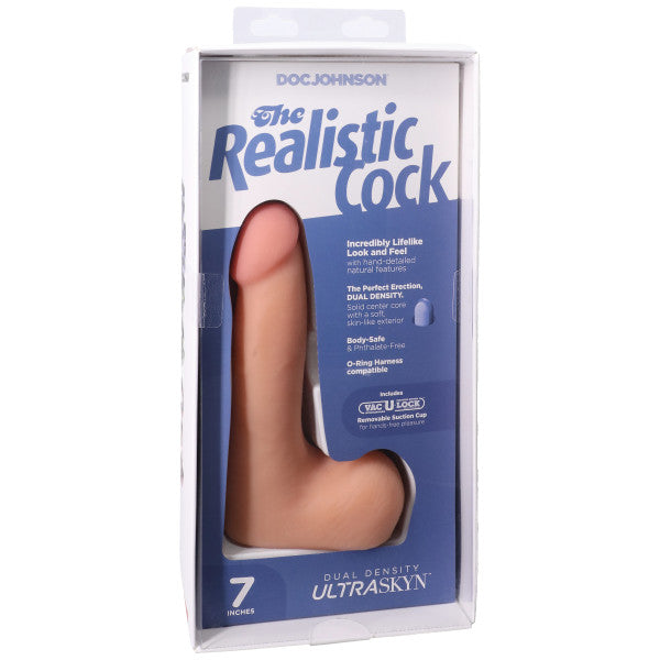 The Realistic Cock - With Removable Vac-U-Lock Suction Cup - ULTRASKYN - 7 Inch (with balls) - Vanilla