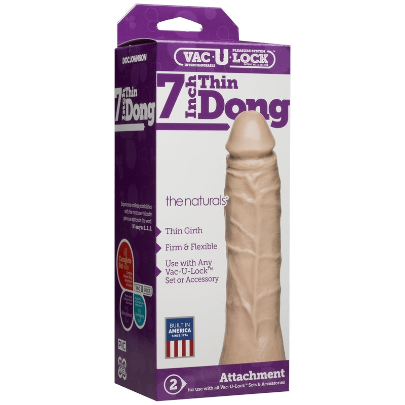 BX  Thin 7" Natural Dong  Vac-u-Lock Accessory Vanilla
