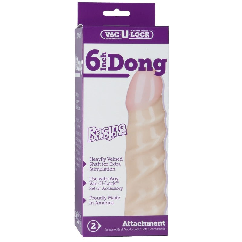 6" Realistic Raging Hard-On Cock Vac-u-Lock Accessory Vanilla