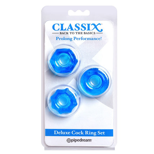 Deluxe Cock Ring Set Blue