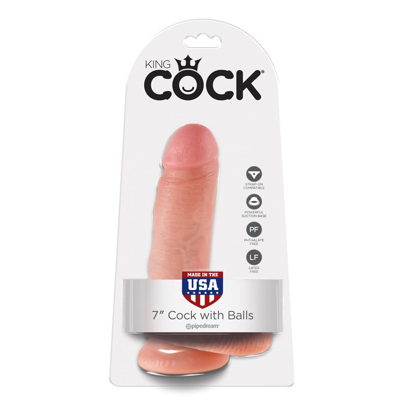 King Cock  7" Cock with Balls Beige