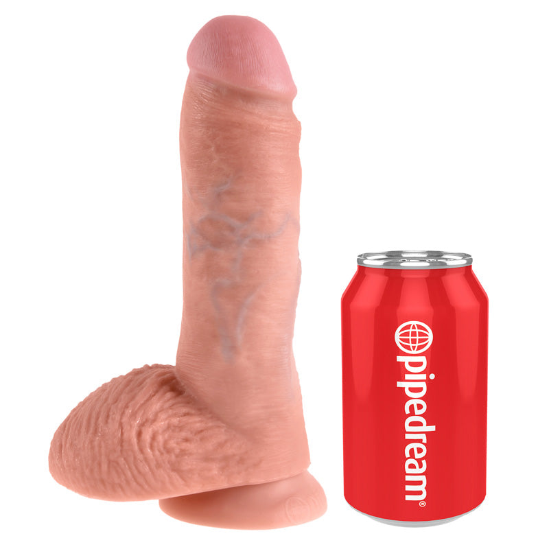 King Cock 8" Cock with Balls Beige