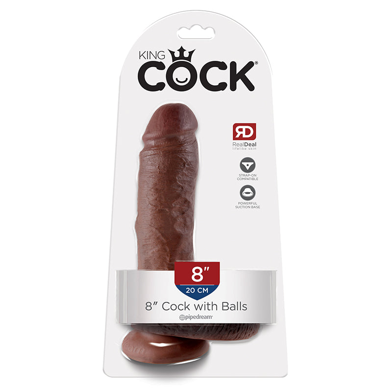 King Cock 8" Cock with Balls Brown