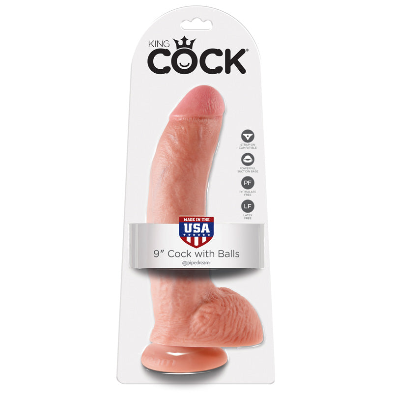King Cock  9" Cock with Balls Beige