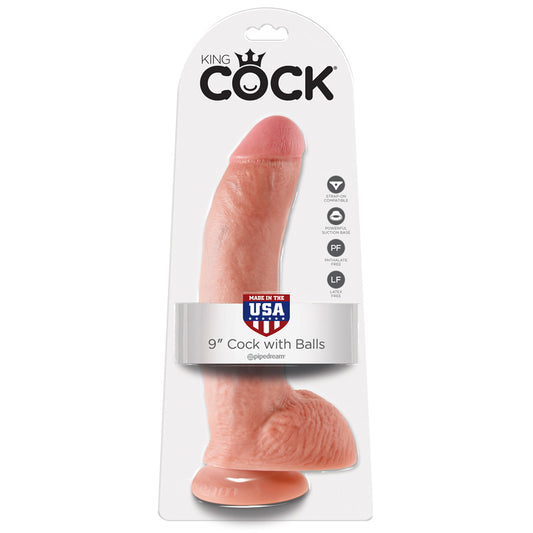 King Cock  9" Cock with Balls Beige