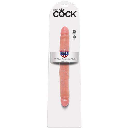 King Cock 12 Slim Double Dildo Beige