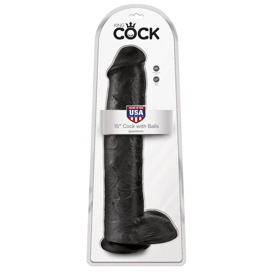 King Cock 15 Cock with Balls Black