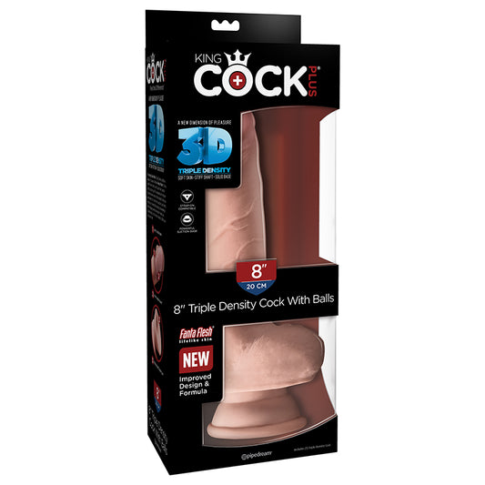 King Cock Plus 8 Triple Density Cock with Balls Beige