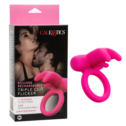 Silicone Rechargeable Dual Clit Flicker Pink
