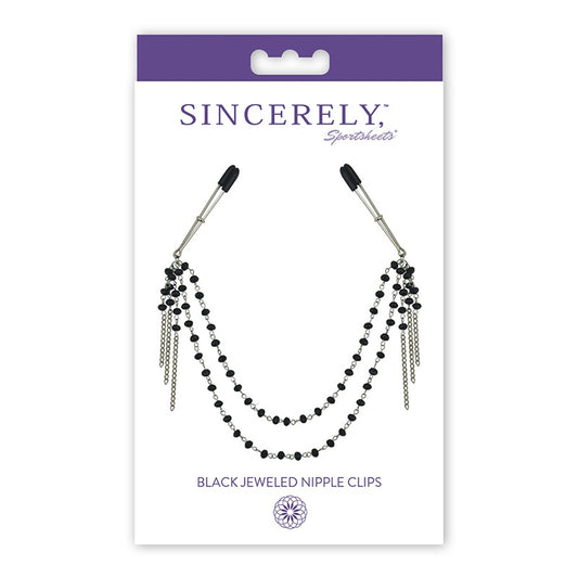 Black Jeweled Nipple Clips