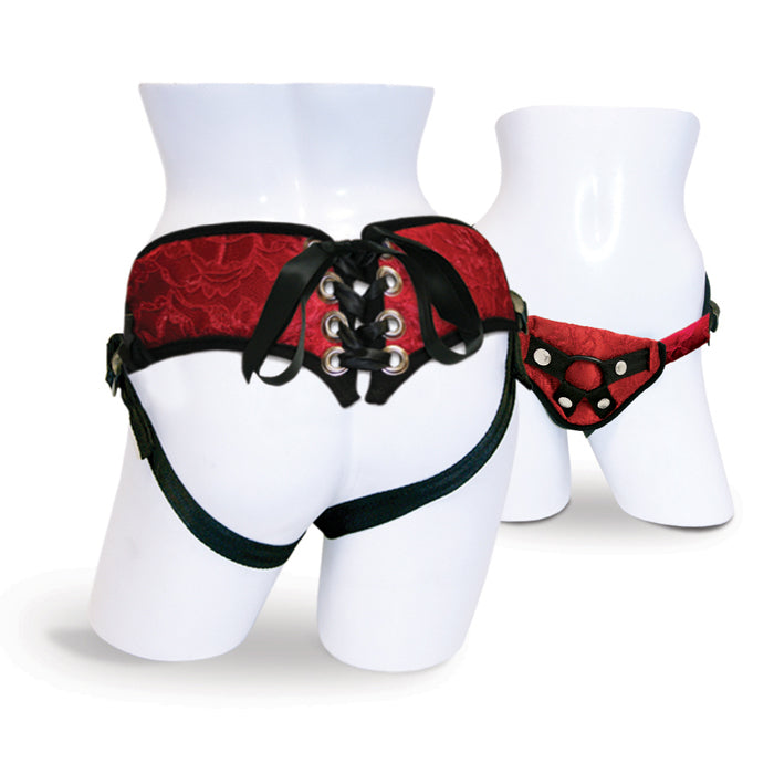 Red Lace Corsette Strap on