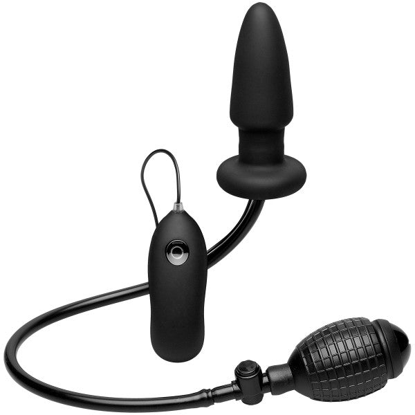 Deluxe Wonder Plug - Inflatable Vibrating Silicone Butt Plug - Black