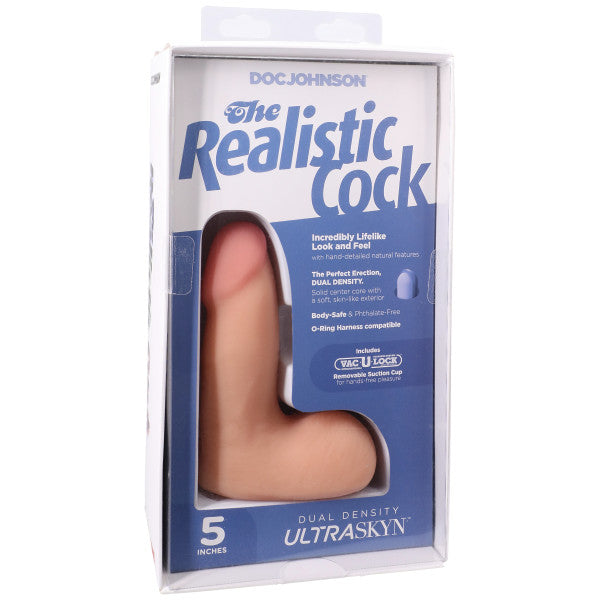 The Realistic Cock - With Removable Vac-U-Lock Suction Cup - ULTRASKYN - 5 Inch (with balls) - Vanilla