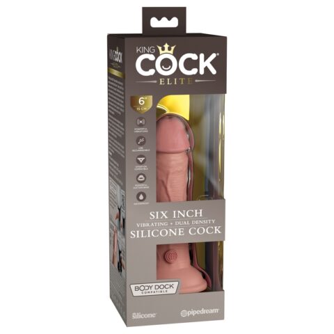 King Cock Elite 6” Vibrating Silicone Cock Light