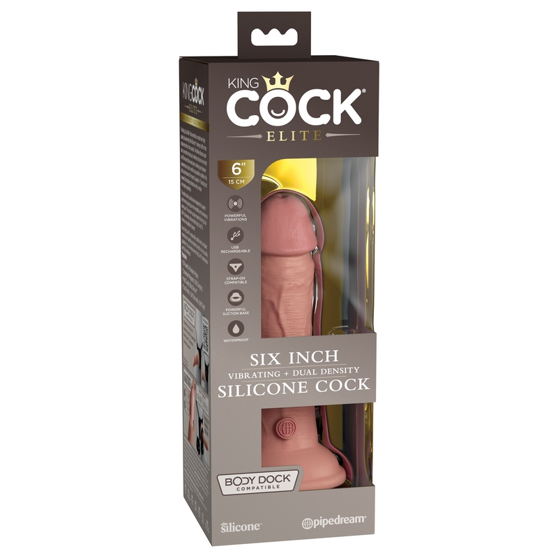 King Cock Elite 6” Vibrating Silicone Cock Light