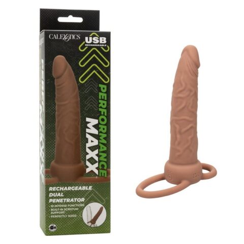Rechargeable Accommodator Duual Penetrator Brown