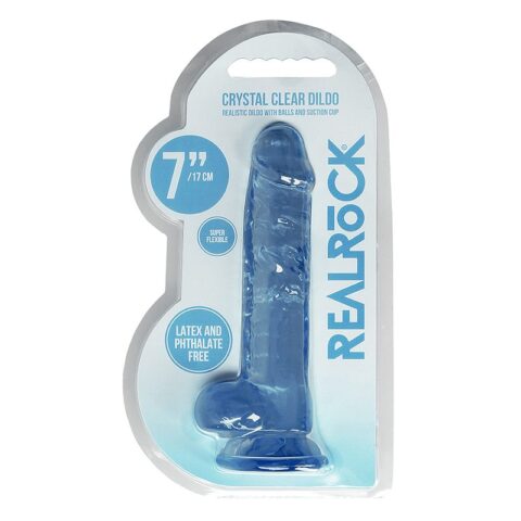 7" Realistic Dildo with Balls Blue