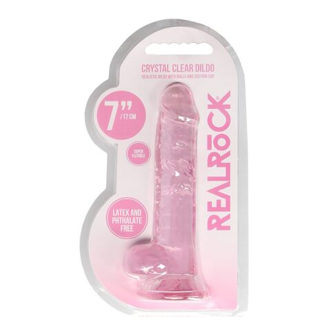 7" Realistic Dildo with Balls Pink