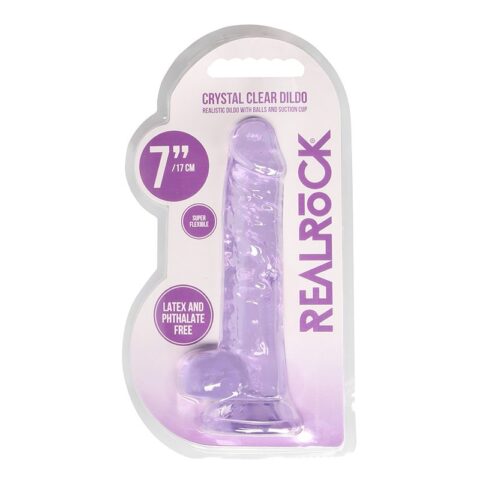 7" Realistic Dildo with Balls Purple