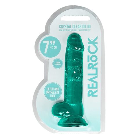 7" Realistic Dildo with Balls Turquoise