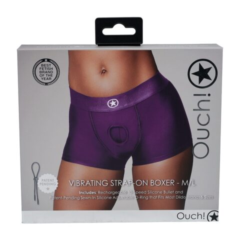 Strap-On Boxer Vibrating Purple M/L