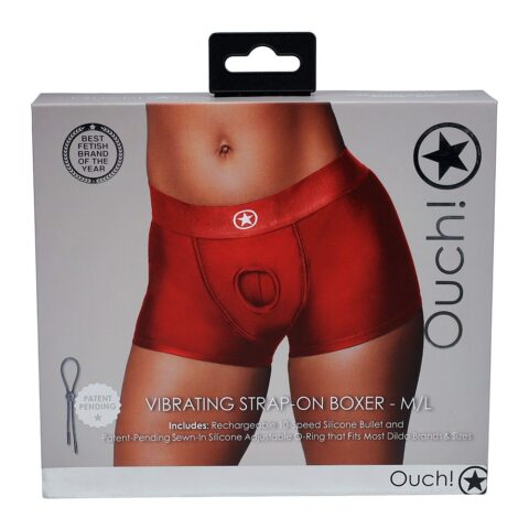 Strap-On Boxer Vibrating Red M/L