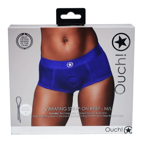 Strap-On Brief Vibrating Blue M/L
