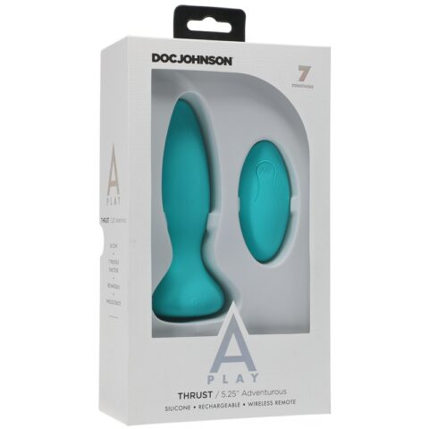 A-Play Adventurous Thrust Silicone Anal Plug with Remote Teal