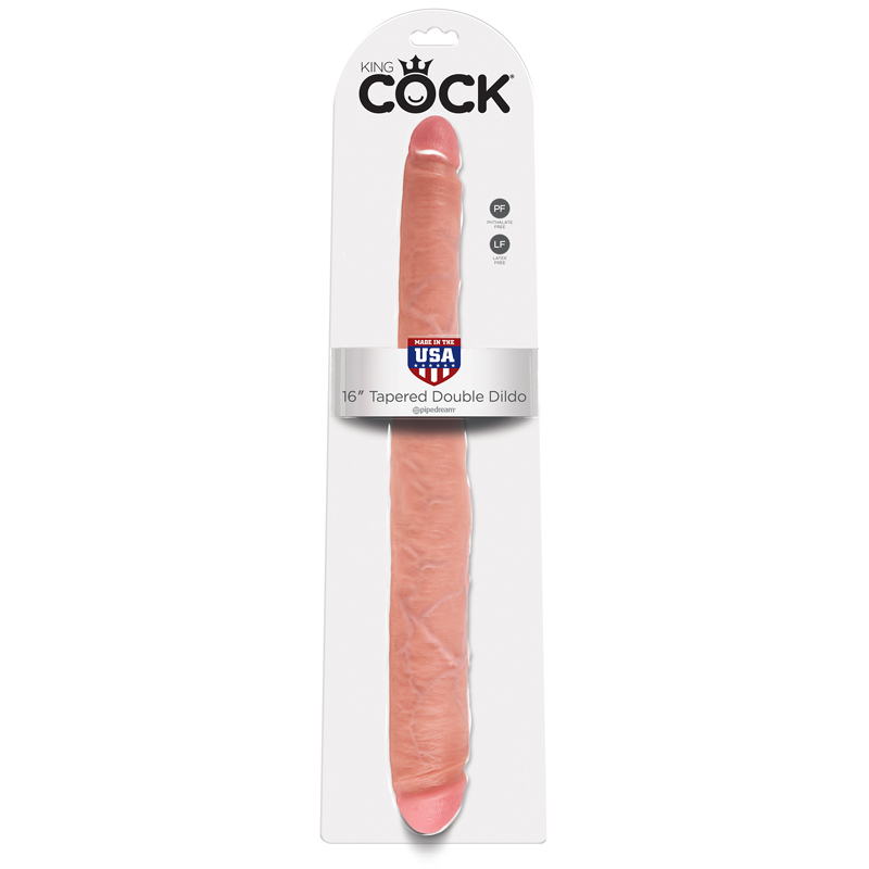King Cock 16 Tapered Double Dildo Beige