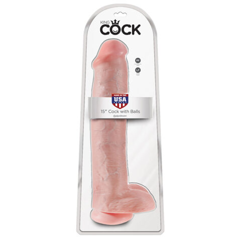 King Cock 15 Cock with Balls Beige